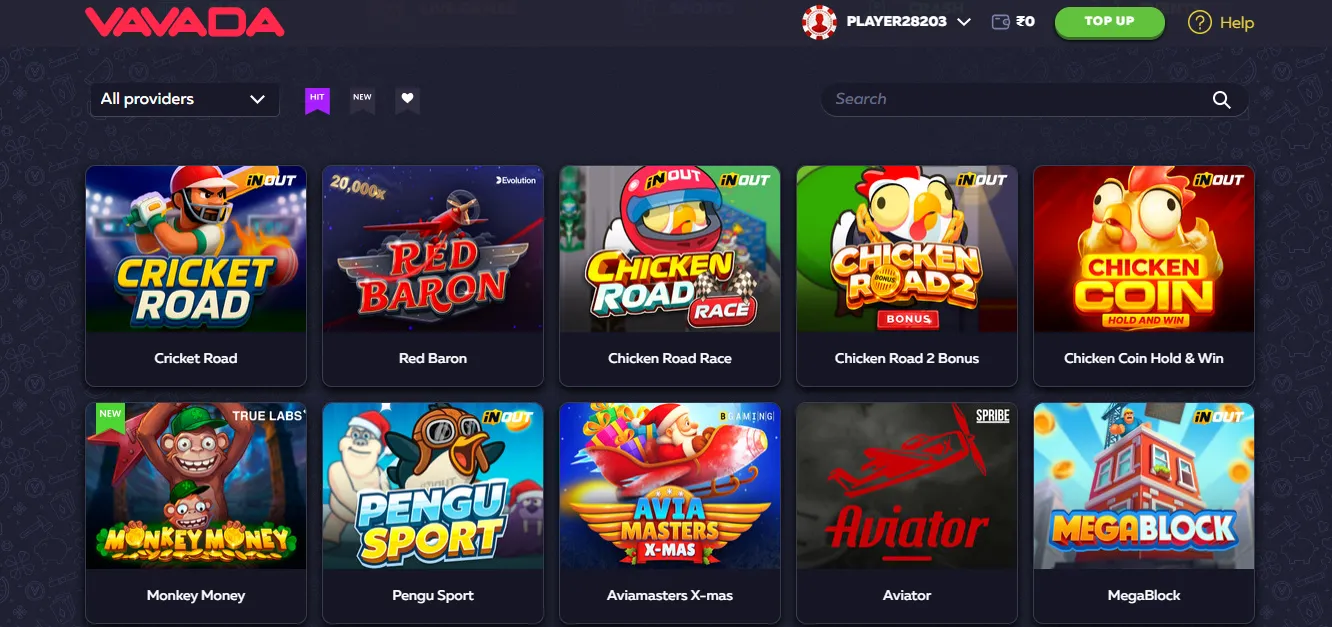 Vavada Casino games
